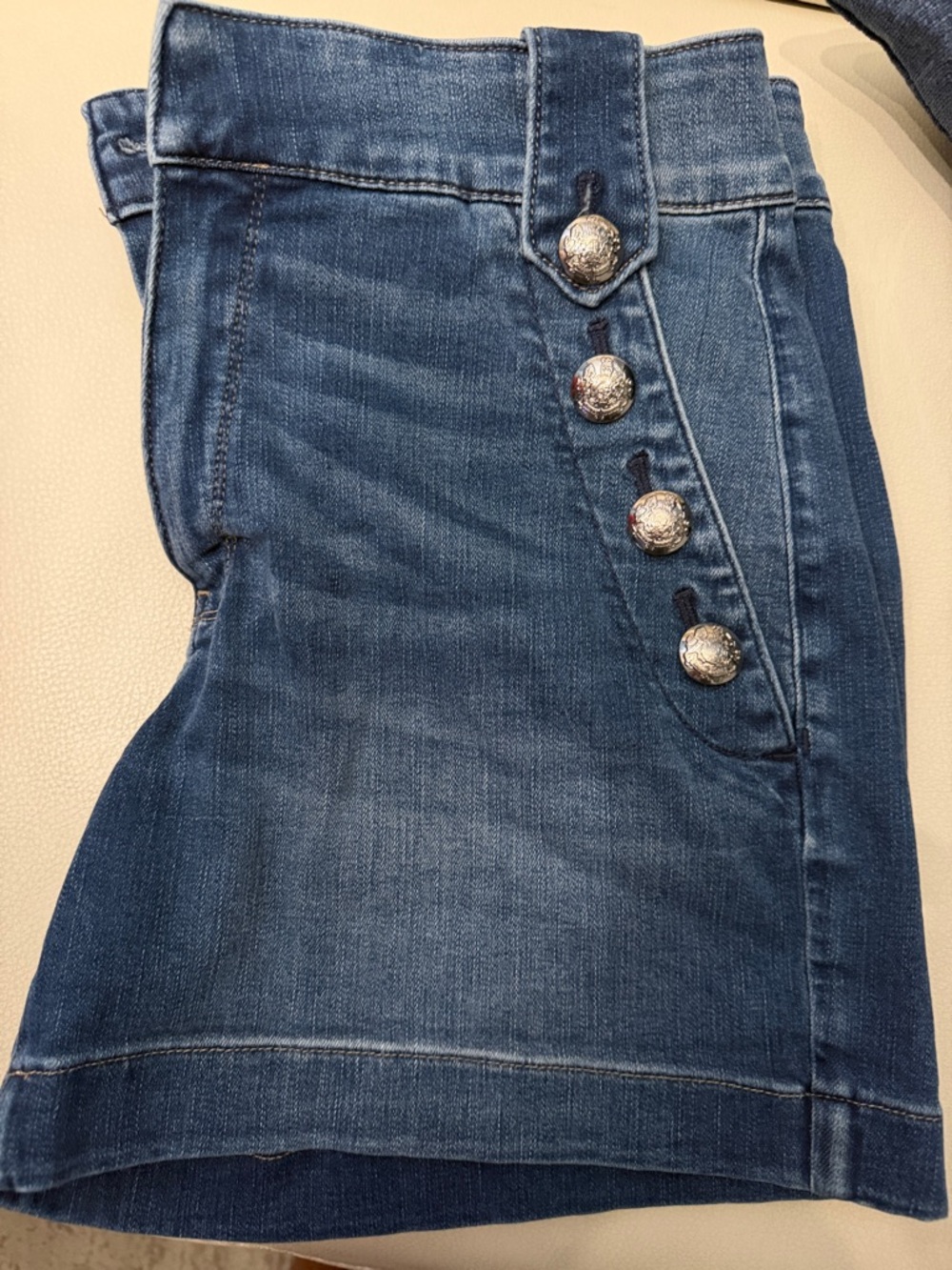 White House, Black market Denim Button-Detail Women's Shorts - Blue - Picture 8 of 10